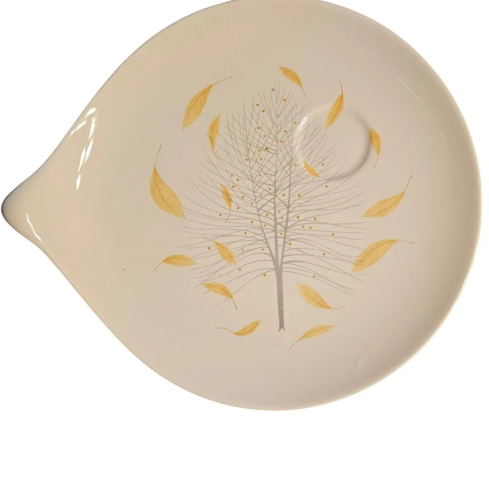 Eva Zeisel Hallcraft Century Autumn Leaves Snack Plate Mid Century Modern MCM